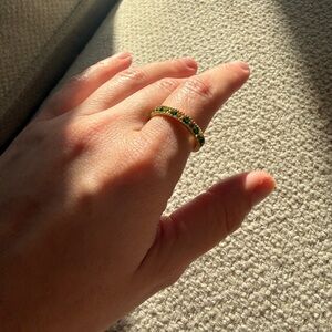 Dainty Emerald-Style Adjustable Filigree Ring